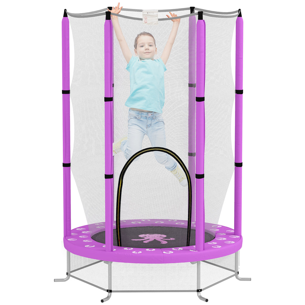 AIYAPLAY Kindertrampolin mit Sicherheitsnetz, für den Innen- und Außenbereich, 3-6 Jahre, Violett