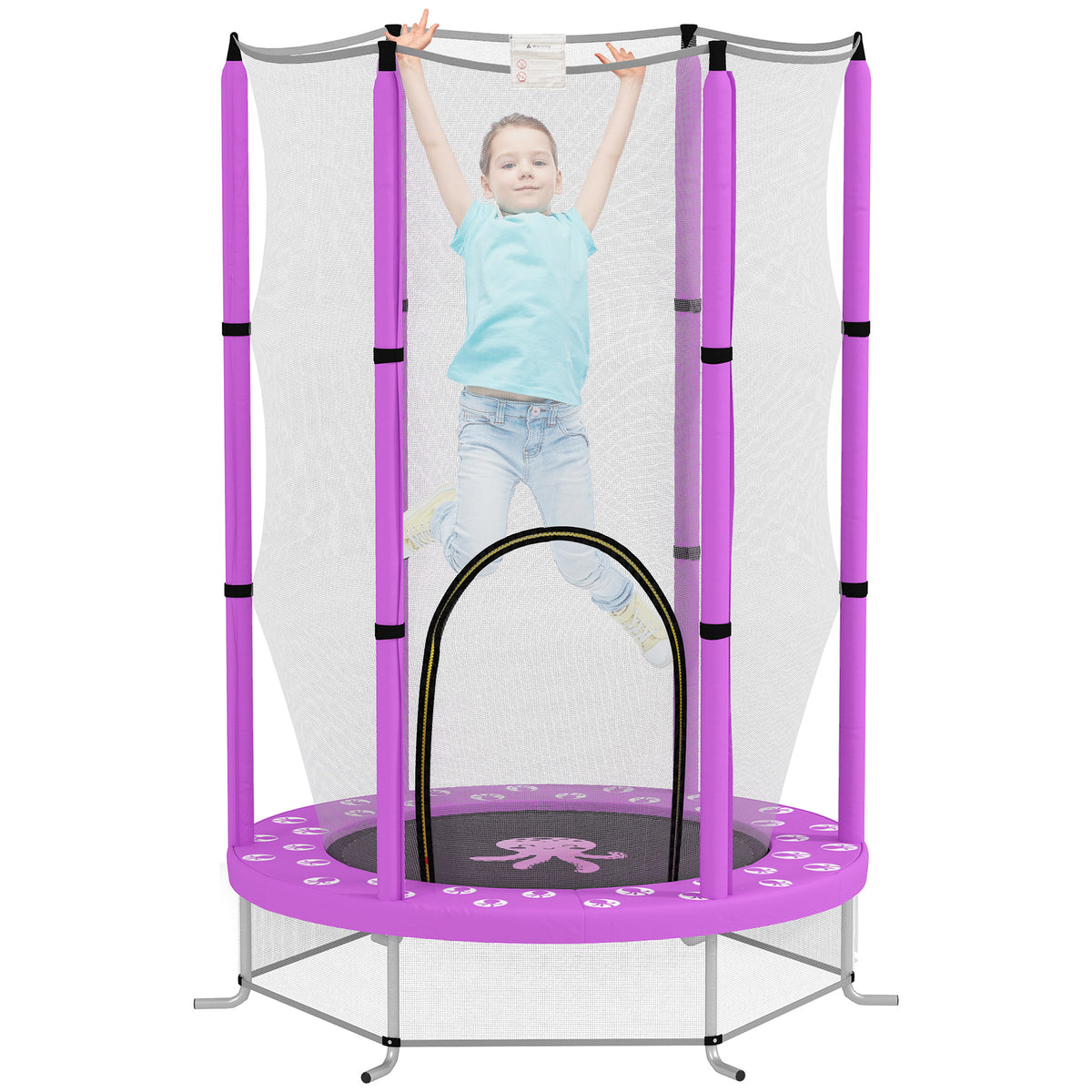 AIYAPLAY Kindertrampolin mit Sicherheitsnetz, für den Innen- und Außenbereich, 3-6 Jahre, Violett