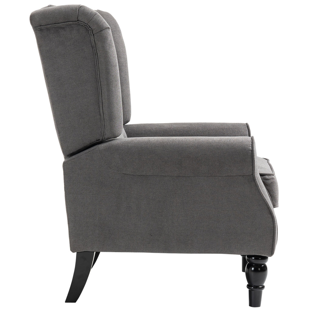 HOMCOM Ohrensessel im Vintage-Design, Lesesessel, Akzentsessel, Holzbeine, Knopfheftung, Grau + Schwarz