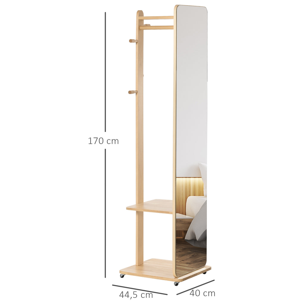 HOMCOM Standspiegel Natur 40 cm x 44,5 cm x 170 cm