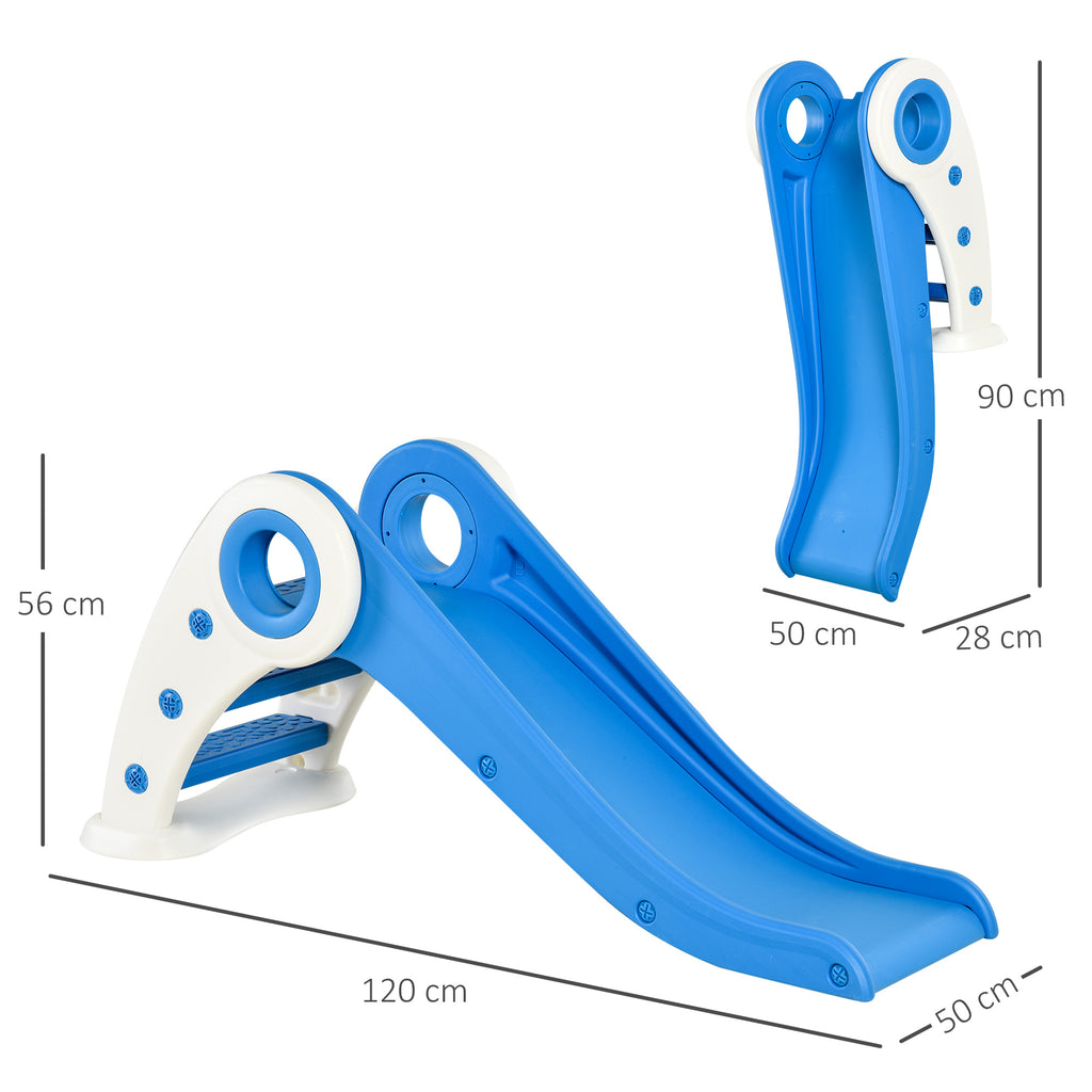 HOMCOM Kinder Rutsche Faltbar 3 bis 6 Jahre Innenbereich Außenbereich Maße 120L x 50B x 56H cm HDPE Blau