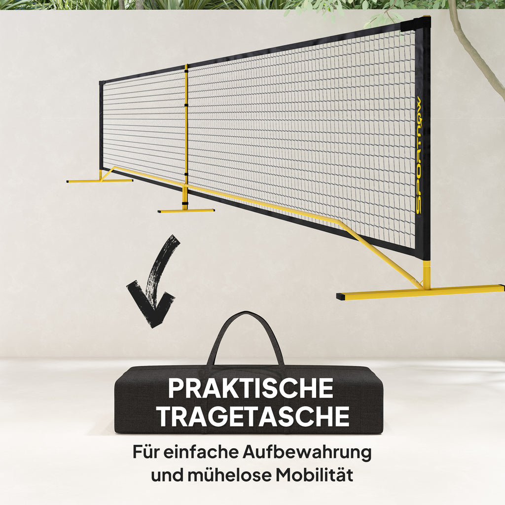 SPORTNOW Pickleball-Netz, tragbar, Metallgestell, Stoffnetz, mit Tragetasche, Gelb