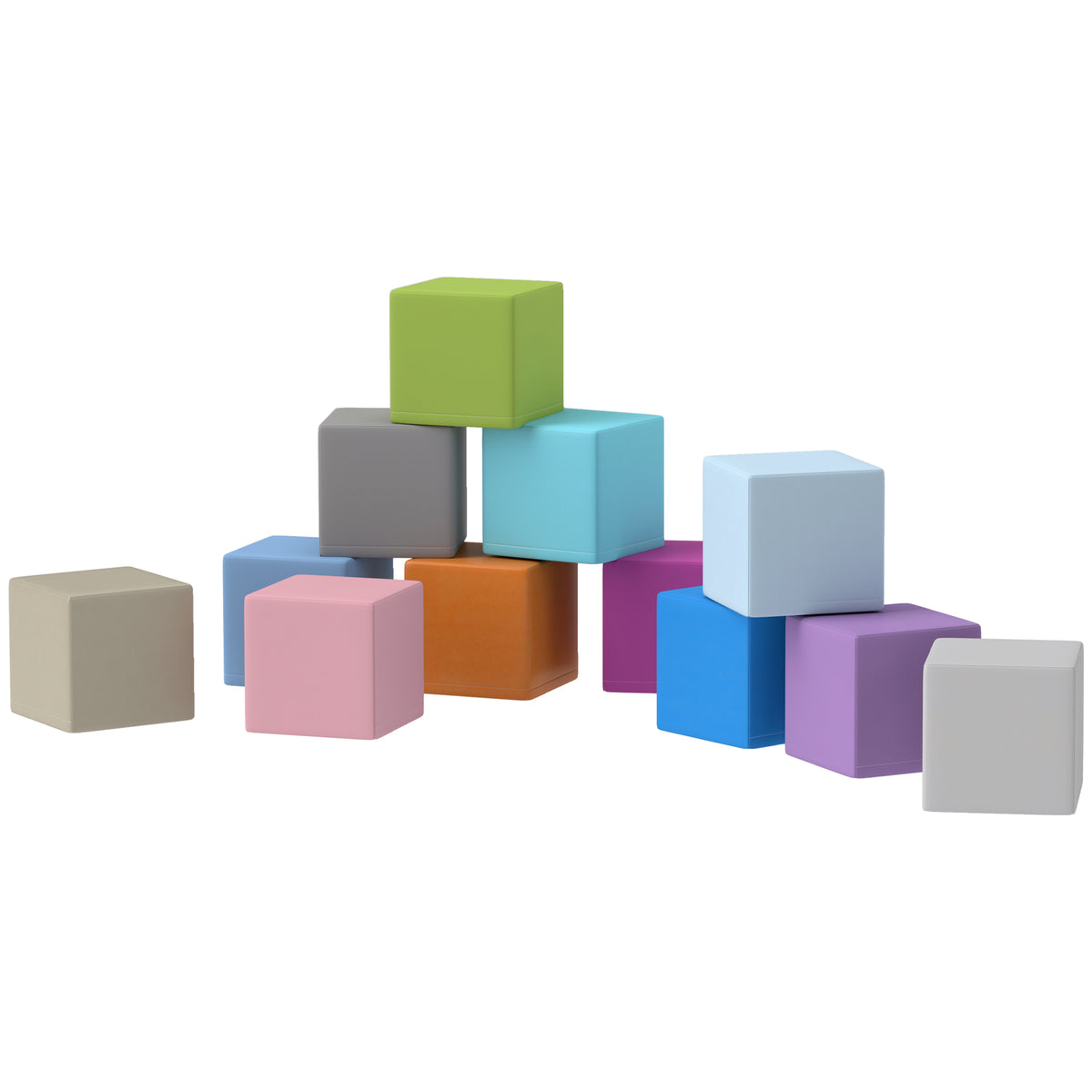 HOMCOM Set 12 Weiche Spielzeugwürfel für Kinder 12-36 Monate aus PU und EPE, 20x20x20cm, Dunkelbunt