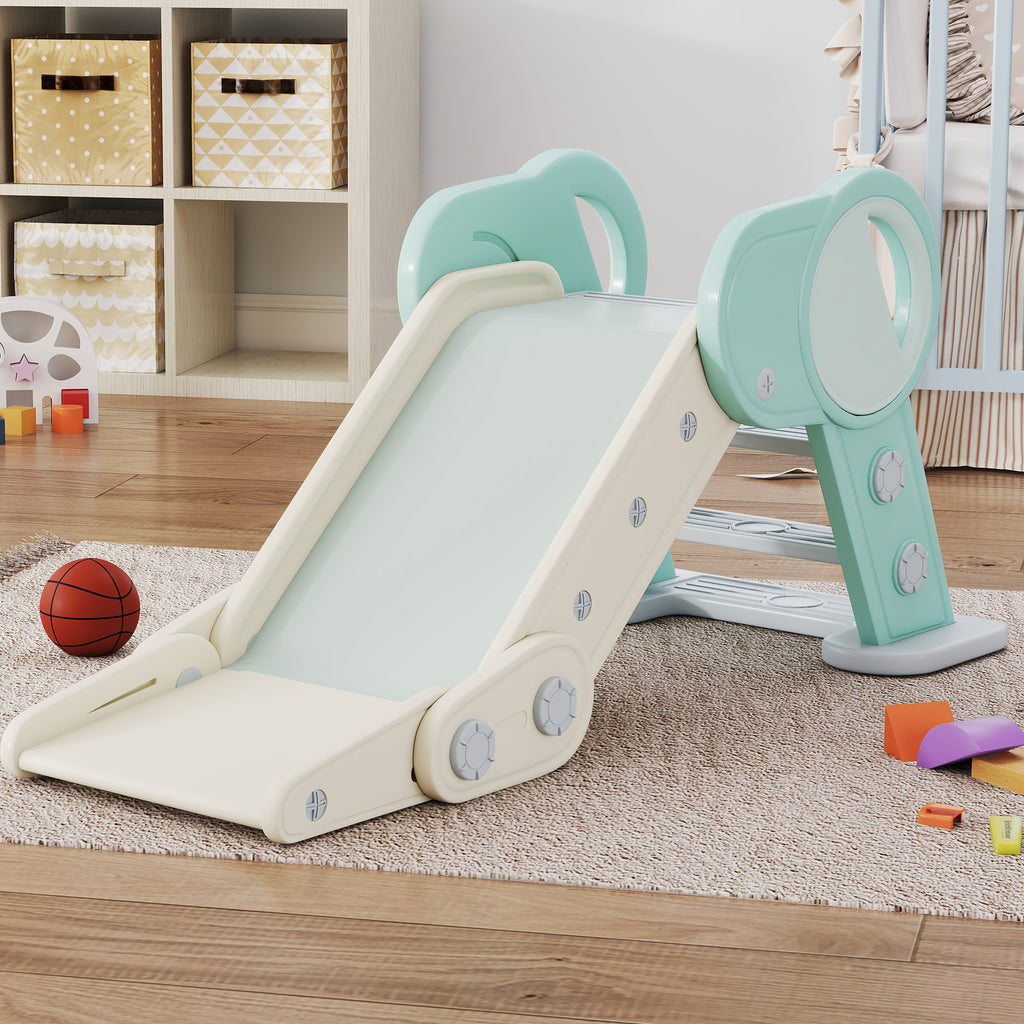 AIYAPLAY Rutsche für Kleinkinder, klappbar, Indoor, rutschfeste Stufen, erhöhter Sicherheitsrand, grün