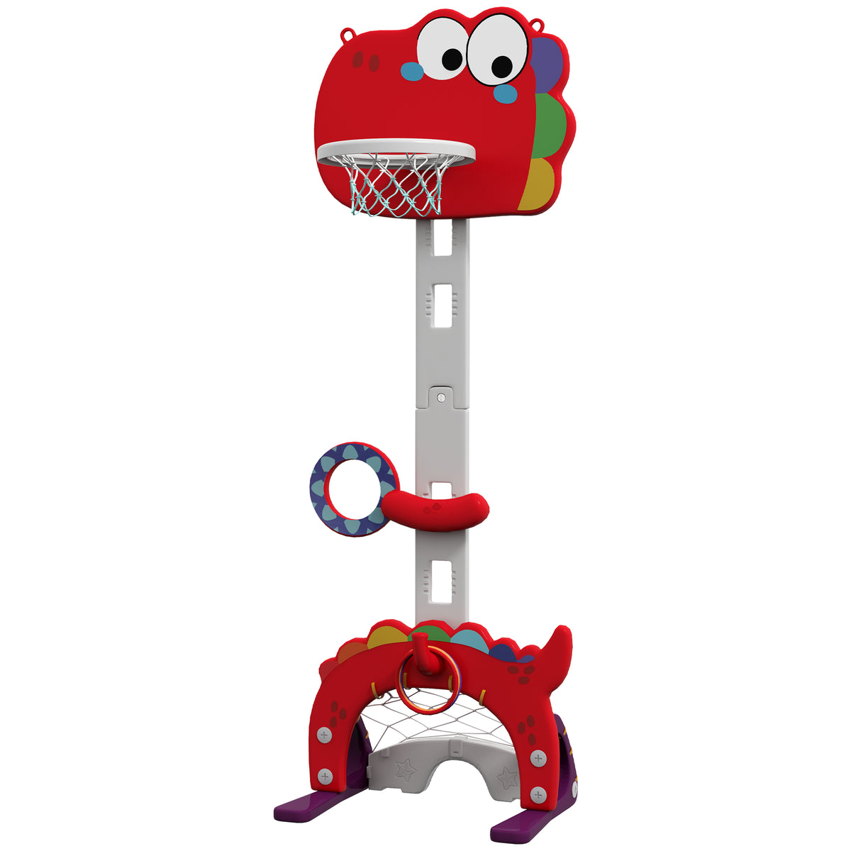 AIYAPLAY Kinder-Basketballkorb, höhenverstellbar, 5-in-1 Ballwurf, Golf, Fußball Lassospiel, 3-6 Jahre