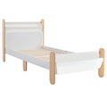 HOMCOM Kinderbett Jugendbett Hausbett mit Betttasche Spielzeugtasche ab 3 Jahre Holzbett Kinderzimmer Spielbett Einzelbett Kiefernholz Weiß+Natur 229 x 98 x 95 cm
