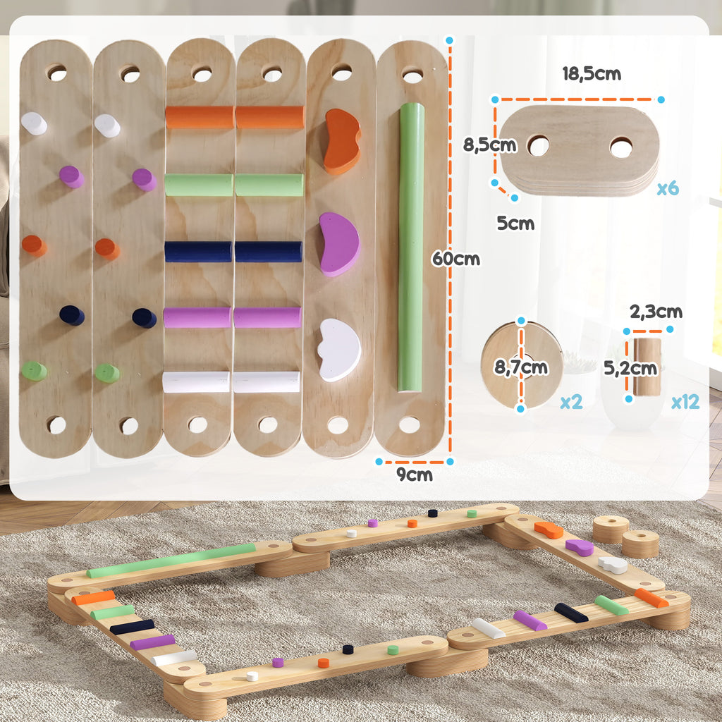 AIYAPLAY Balancebalken-Kinderset aus Holz, für Kinder von 3-8 Jahren, zweiseitige Balancebretter für spielerische Koordination