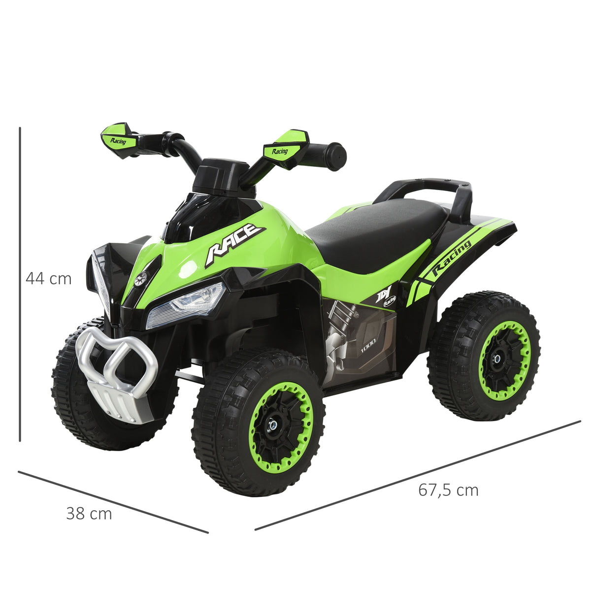 HOMCOM Kinder Rutschauto Tretauto mit Füßen rutschen Kinderauto Kinderfahrzeug für 18-36 Monate Licht Musik Kunststoff Stahl Grün 67,5 x 38 x 44 cm