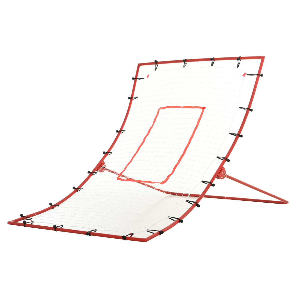 HOMCOM Fußball-Rebound-Netz, Fußball-Rebounder, verstellbare Winkel, Befestigungszubehör inklusive, Rot, Weiß