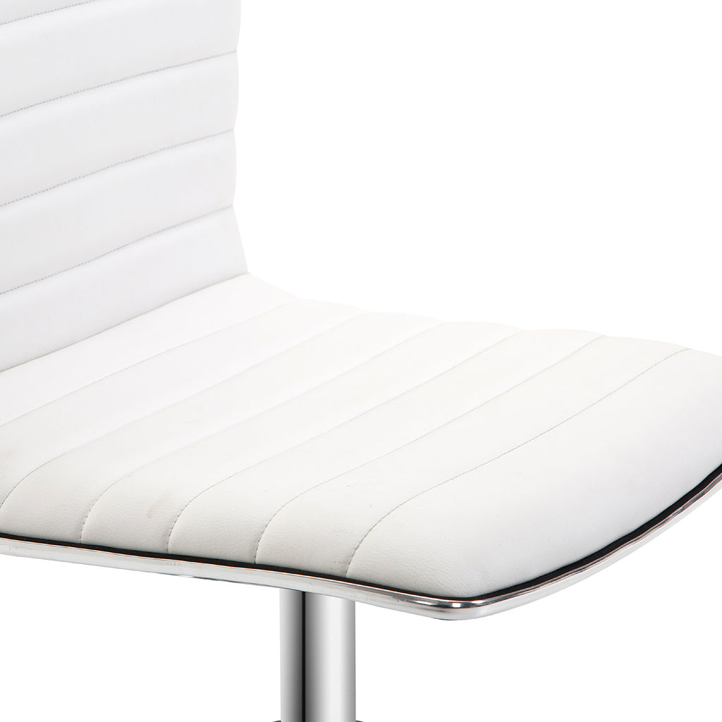 HOMCOM Friseurstuhl, Salonstuhl mit Rückenlehne, Höhenverstellbar, Stahl PU, Weiß, 48 x 52 x 78-90 cm