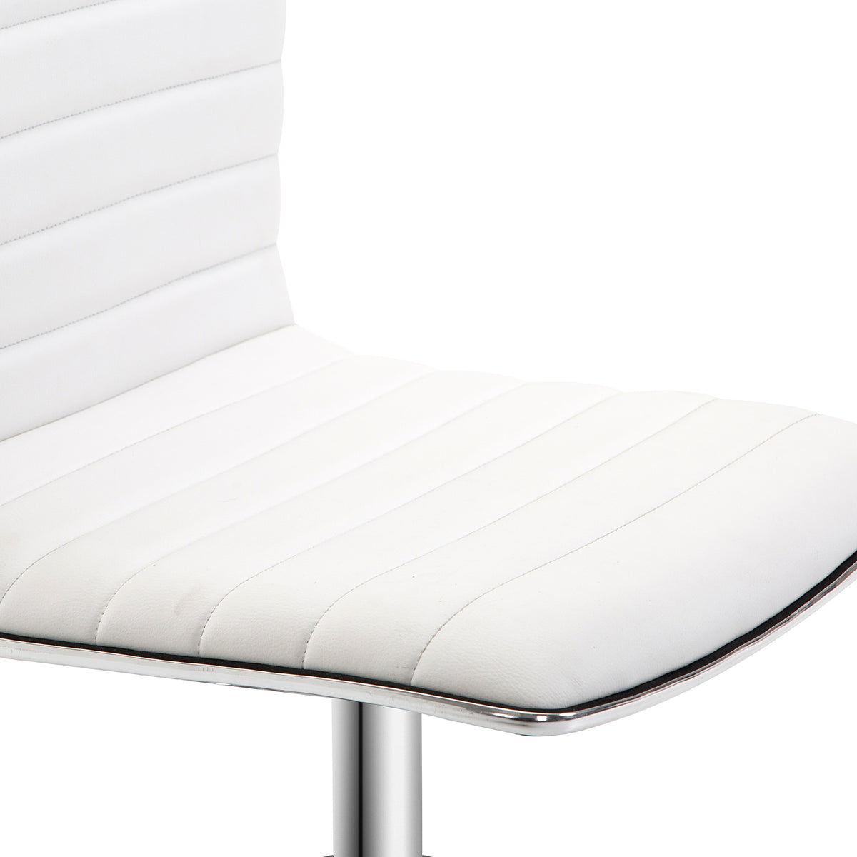 HOMCOM Friseurstuhl, Salonstuhl mit Rückenlehne, Höhenverstellbar, Stahl PU, Weiß, 48 x 52 x 78-90 cm