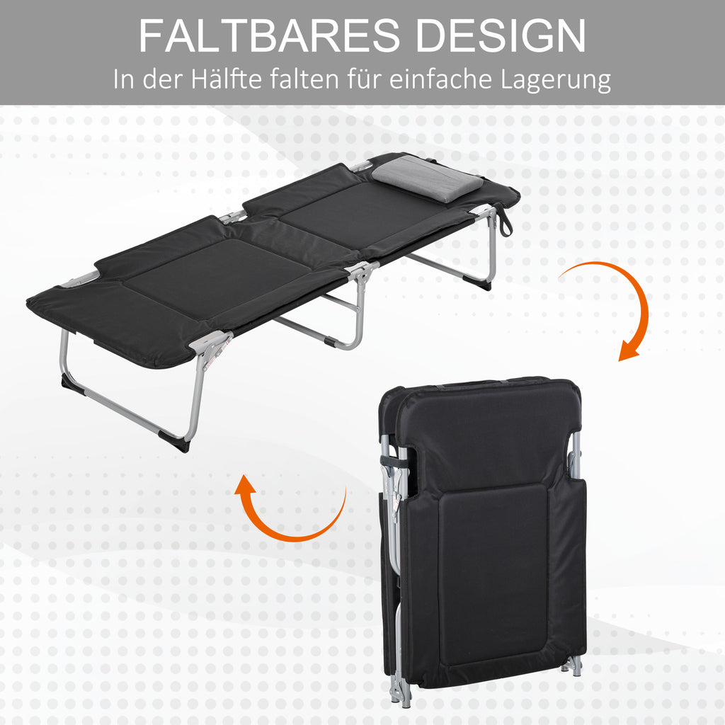 Outsunny Campingbett Feldbett Klappbett mit Kissen Campingliege für Outdoor Camping Reisen  183 x 66 x 33 cm