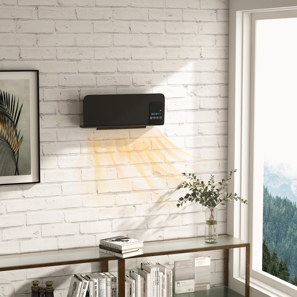 HOMCOM Wandheizlüfter Heizlüfter Keramik PTC - 1000 W / 2000 W Schwenkfunktion Timer mit Fernbedienung Schwarz