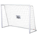 HOMCOM Fußballtor - Fußballnetz - Trainingsnetz Abm. 186L x 62B x 123H cm - Metallgestell PE-Netz - Erdanker & Werkzeug inklusive - Weiß