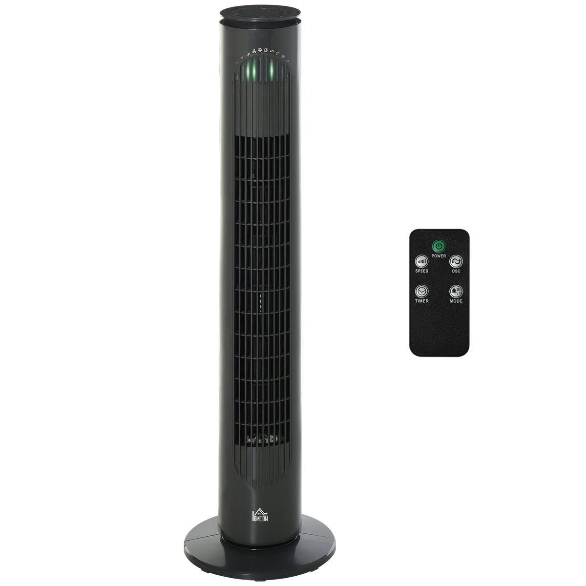 HOMCOM Säulenventilator 45W Fernbedienung Timer 3 Modi 3 Geschwindigkeiten oszillierend leise Ø 22 x 77 cm dunkelgrau