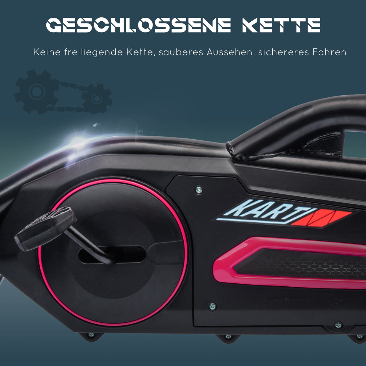 HOMCOM Go-Kart, Kinderfahrzeug mit verstellbarem Sitz, Tretfahrzeug, Tretauto mit Handbremse, 3-8 Jahre, Outdoor, Rosa