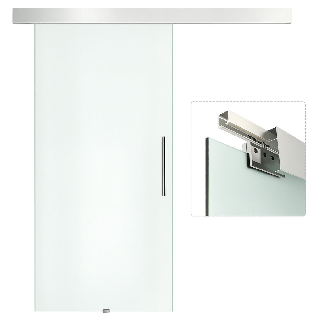 HOMCOM Glasschiebetür mit Griffstange, einseitig satiniert, 102,5 x 205 cm
