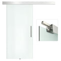HOMCOM Glasschiebetür mit Griffstange, einseitig satiniert, 102,5 x 205 cm