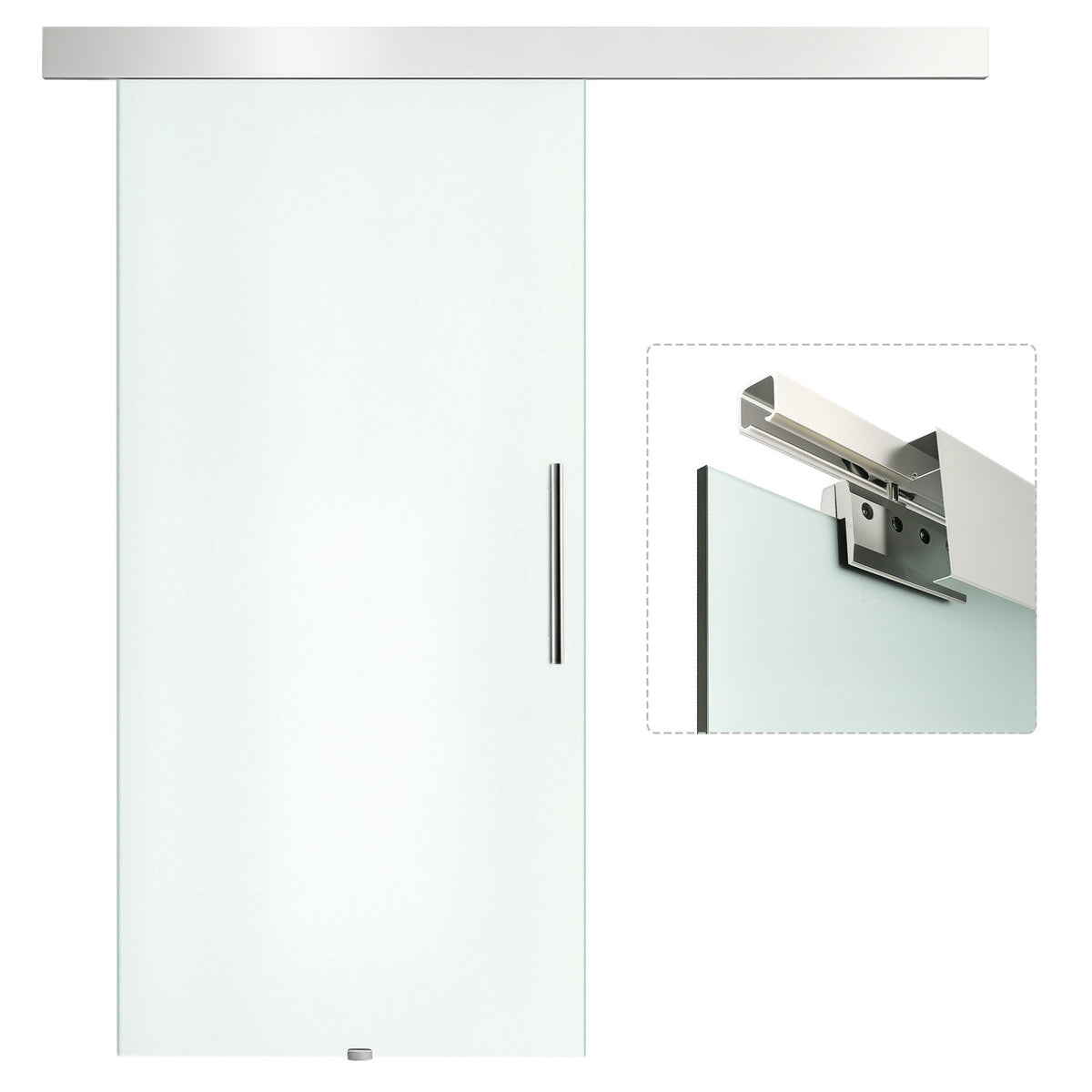 HOMCOM Glasschiebetür mit Griffstange, einseitig satiniert, 102,5 x 205 cm