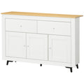 HOMCOM Buffet Küche mit 2 Schubladen 3 Türen und höhenverstellbarem Regal, für Küche, Esszimmer, Wohnzimmer, 117 x 35 x 80 cm, Weiß
