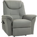 HOMCOM Relaxsessel mit Aufstehhilfe, Massage, Heizung, Kunstleder, 93x95x106 cm, Hellgrau