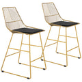 HOMCOM Barhocker Set, geometrisches Metalldesign, abnehmbares Samtkissen, Fußstütze, Gold