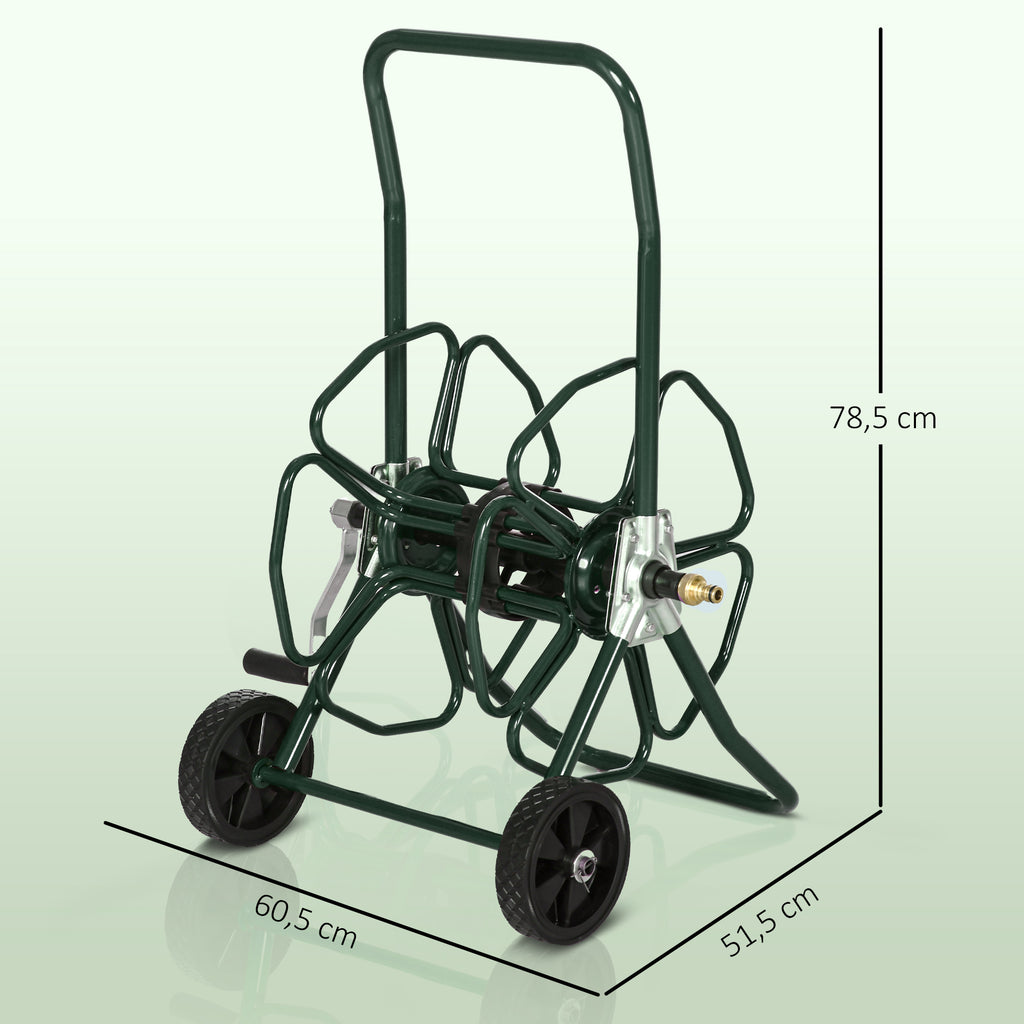 Outsunny Gartenschlauch-Aufroller auf Rädern 30 m Ø16mm Aufroller Metall grün
