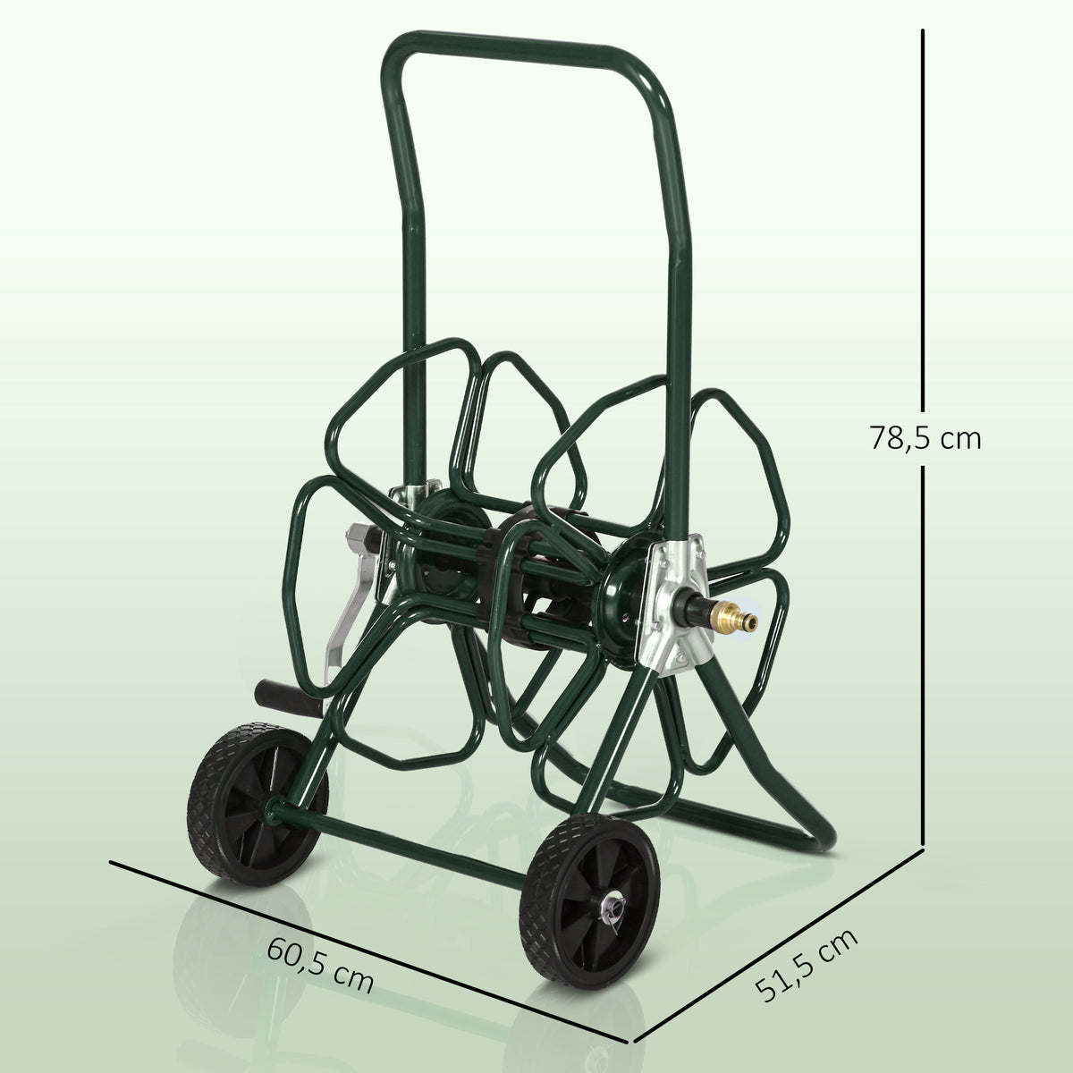 Outsunny Gartenschlauch-Aufroller auf Rädern 30 m Ø16mm Aufroller Metall grün