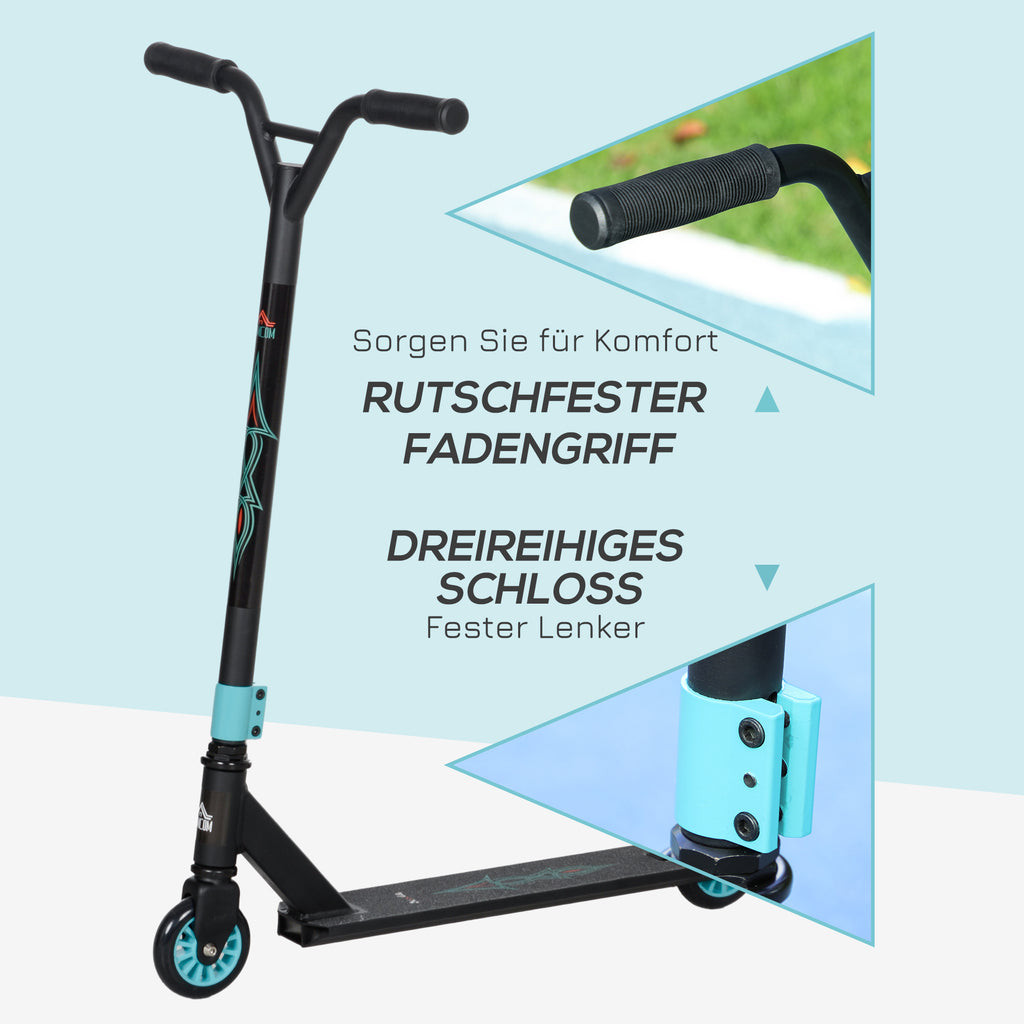 HOMCOM Pro Stunt-Scooter, Tretroller für Freestyle Tricks, Aluminium, Metall, Kunstleder, für Kinder und Erwachsene, Grün