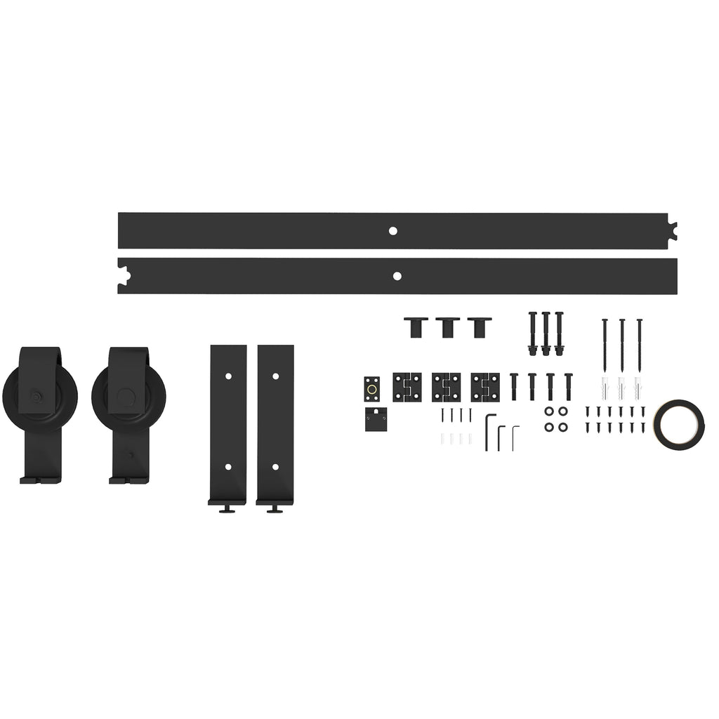 HOMCOM 122 CM Schiebetürbeschlag Set für Falttüren für 2 Türen aus Kohlenstoffstahl