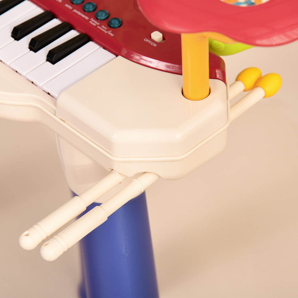 AIYAPLAY Musikensemble 2-in-1 für Kinder Klavier und elektronisches Schlagzeug mit Mikrofon und Hocker