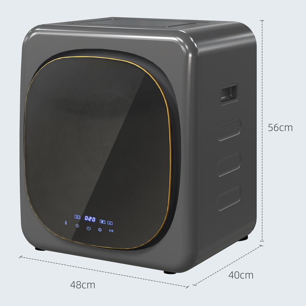 HOMCOM Wäschetrockner mit UV-Desinfektion, kompakte Bauweise, 4 kg Kapazität, Edelstahl, Grau