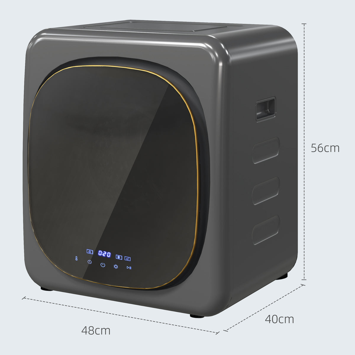 HOMCOM Wäschetrockner mit UV-Desinfektion, kompakte Bauweise, 4 kg Kapazität, Edelstahl, Grau