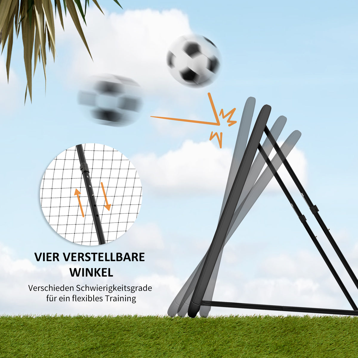 HOMCOM Rebounder für Fußball, Prellwand mit Schutzkante Heringen, verstellbar in 5 Stufen, tragbares Rebound, Fußballtor für Jugendliche, Rückprallwand für Handball Training 128x118x120cm, Schwarz