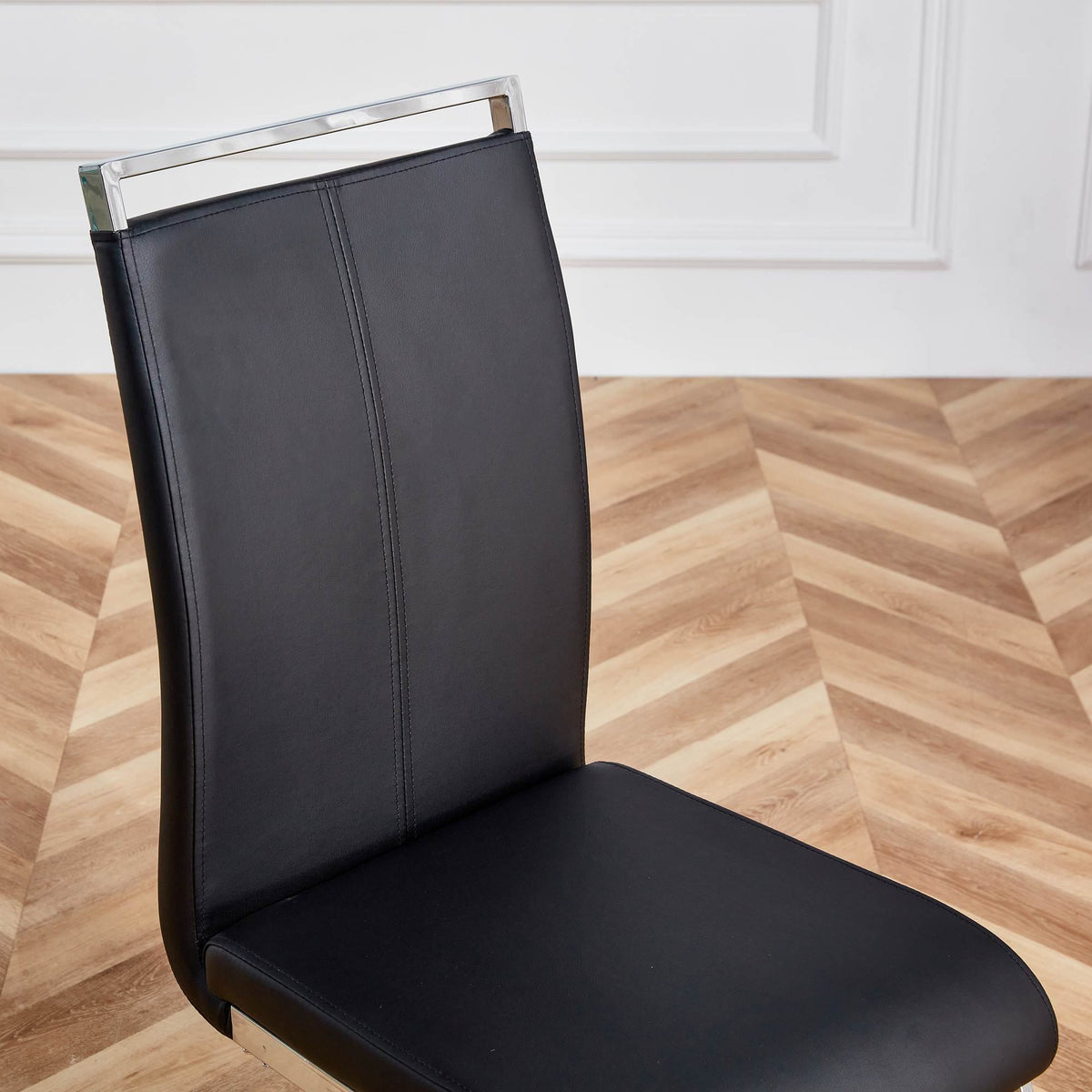 Esszimmerstühle 4er Set, Metallgestell, Ergonomischer Design, 43x54x100 cm, Schwarz