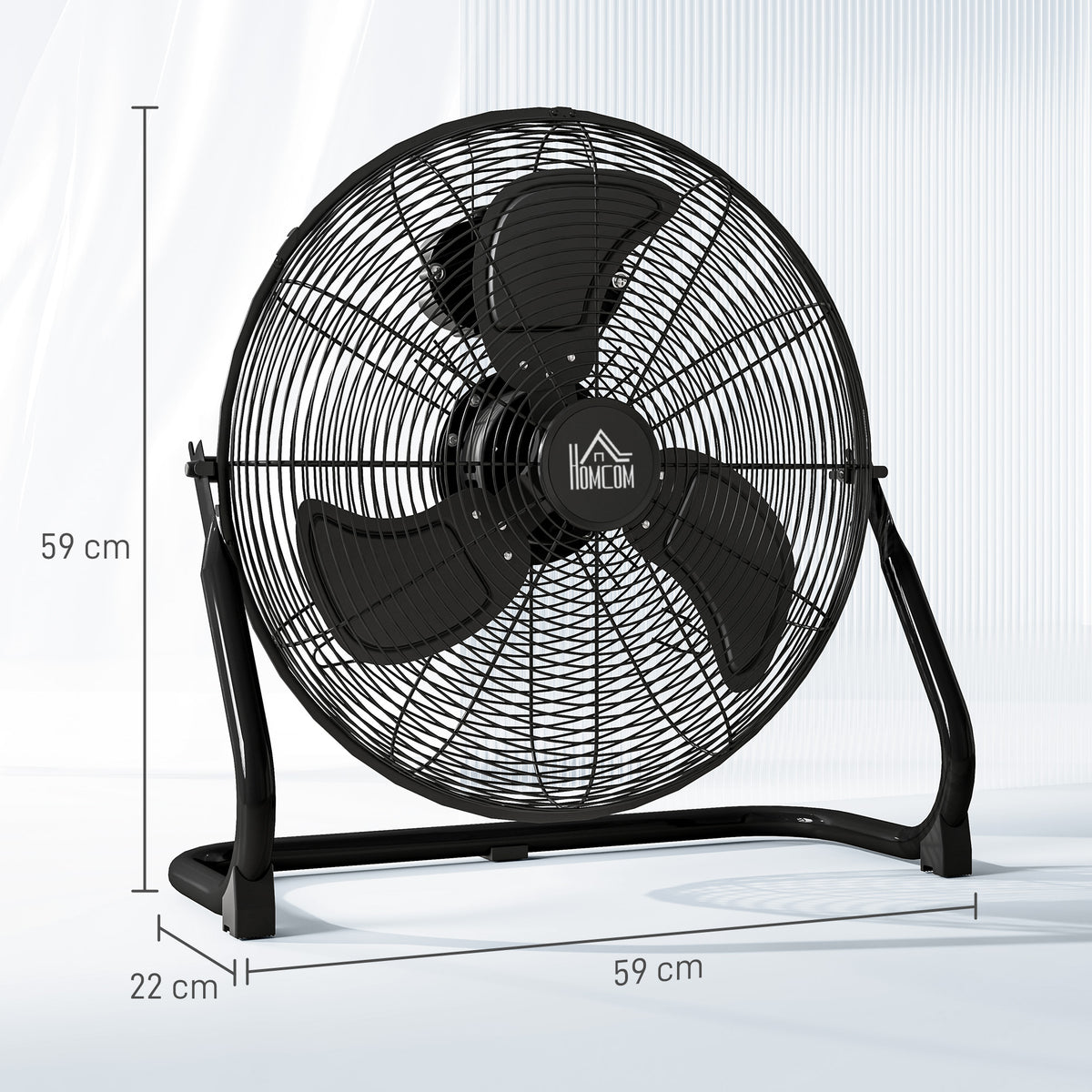 HOMCOM Tragbarer elektrischer Tischventilator mit 3 Geschwindigkeiten und einstellbarer Neigung von 120° leistungsstarker Luftstrom Schwarz