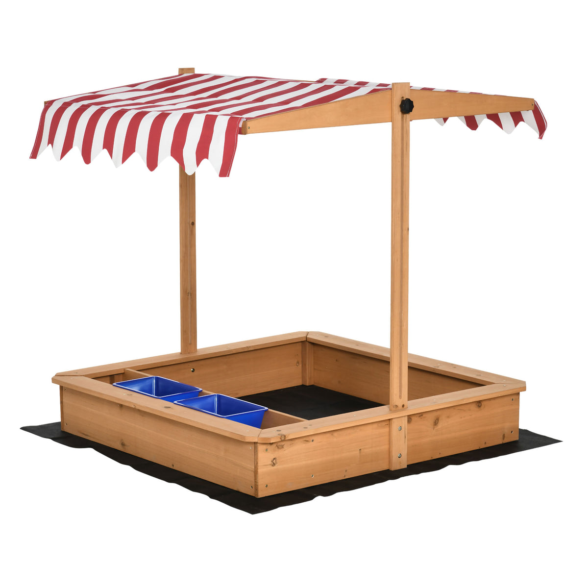 Outsunny Sandkasten Sandkiste Holz Bodenloses Design Matsch-Bereich für Kinder 3-7 Jahre Sandkasten mit Abdeckung Dach für Garten Terrasse Strand Outdoor Gelb 107,5 x 107,5 x 110 cm