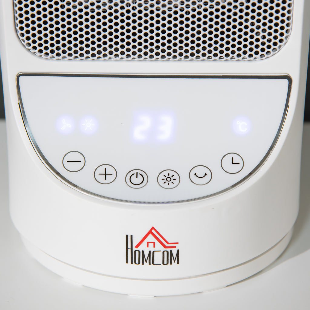 HOMCOM Heizgerät Heizlüfter 750W/1500W Keramik Elektroheizer mit 3 Stufen Warm 12-Stunden-Timer 45° Oszillation Heizer Heizung Wärme PBT Weiß