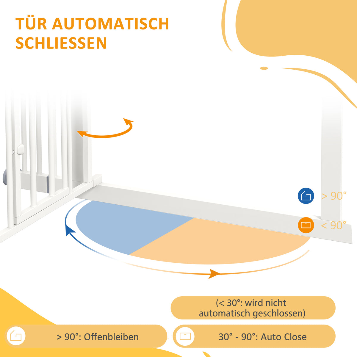 PawHut Treppenschutzgitter Hundeschutzgitter, automatisches Schließen, Einhandbedienung,100 cm x 4 cm x 76 cm, Weiß