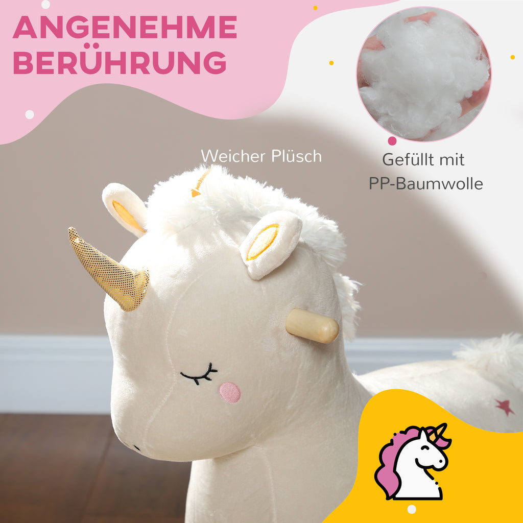AIYAPLAY Schaukelpferd im Einhorn-Design, mit Soundeffekten, weicher Sitz, für Kinder im Alter von 2-4 Jahren, Weiß