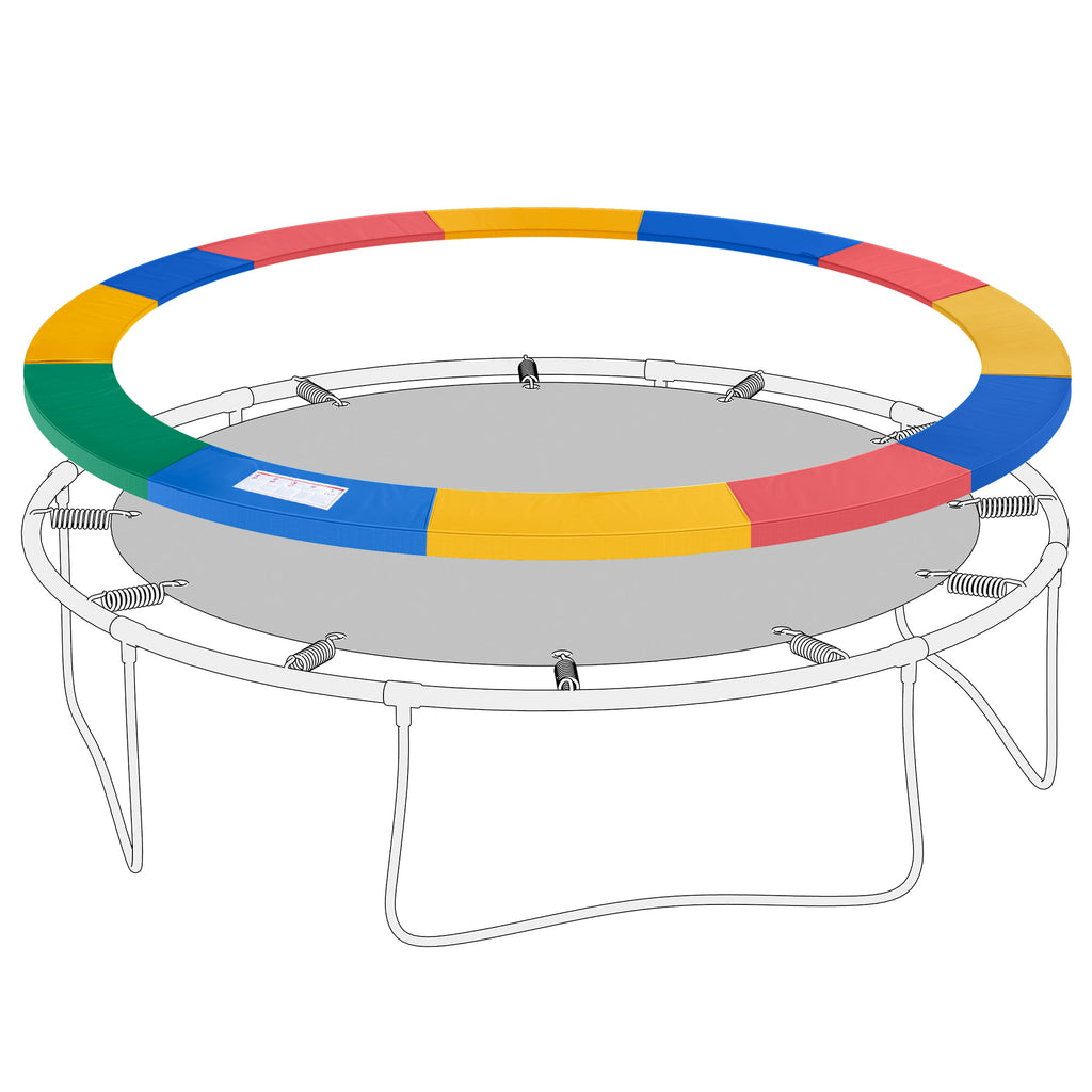 HOMCOM Trampolin Randabdeckung Ø366cm cm breit, Reißfest UV-resistent Federabdeckung, Wasserabweisend, Trampolinzubehör Randschutz Sicherheitsnetz Ersatzteile für Gartentrampoline, Rot+Gelb+Blau