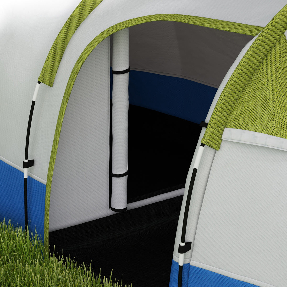 Outsunny Campingzelt, für 3 Personen, Laternenhaken, drei Eingänge, wasserdicht, Grün