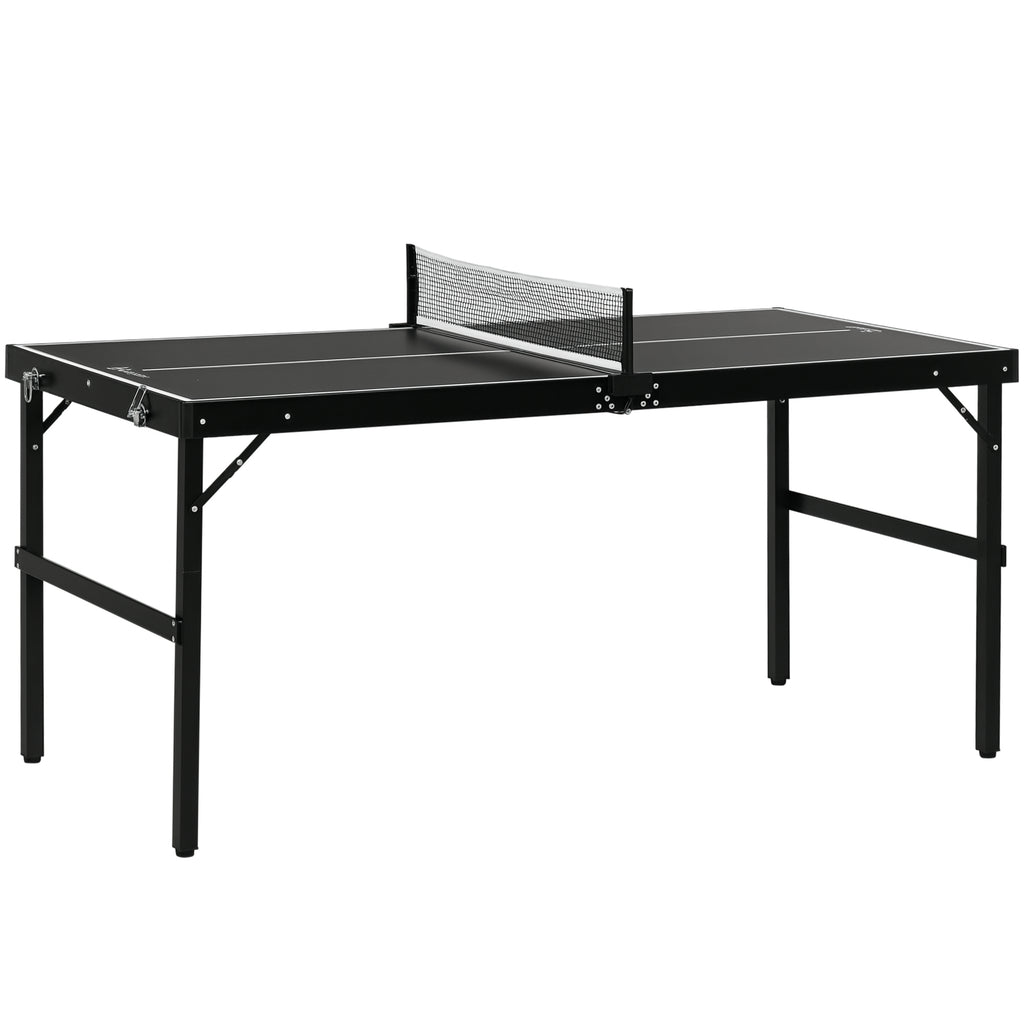 SPORTNOW Tischtennisset, faltbar, Schloss und Griff, Aluminiumrahmen, 152x76x72 cm, Schwarz