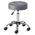 HOMCOM Salonstuhl mit Rädern Rollhocker höhenverstellbar drehbar Salon Hocker Samt-Touch Schaumstoff Chrom-Basis Hellgrau 35 x 35 x 49-61 cm