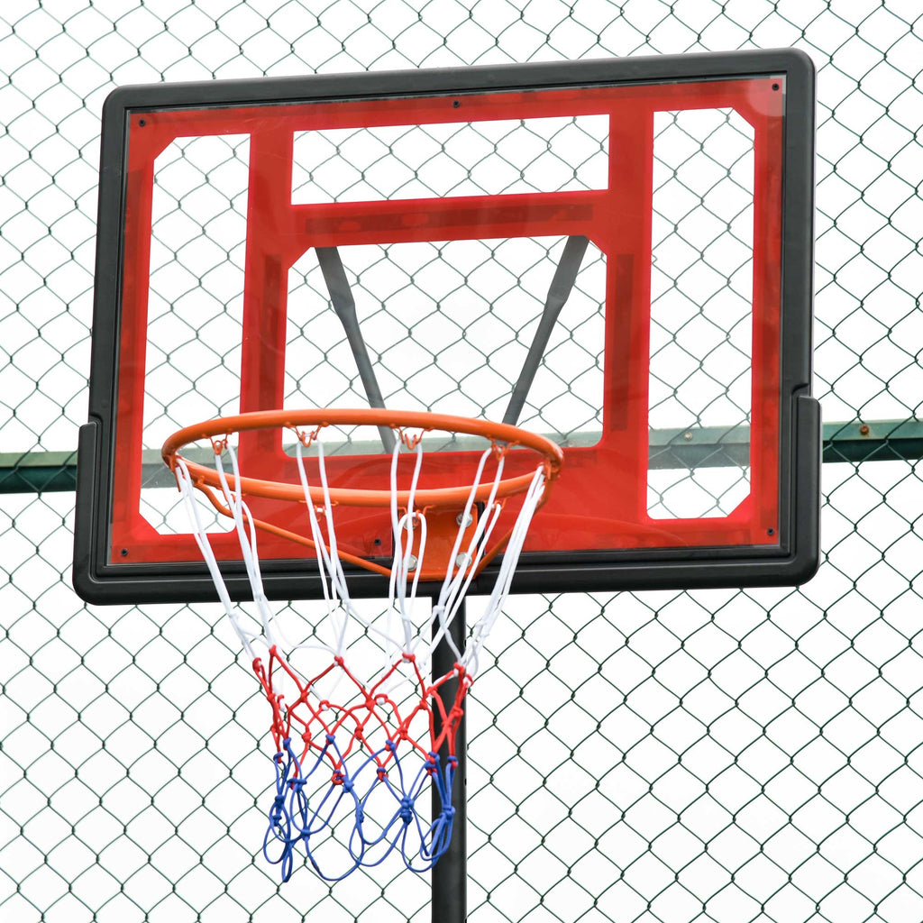 HOMCOM Rollbarer Basketballständer, Verstellbarer Basketballkorb, freistehend, Kunststoff, Stahl, 75L x 83B x 205-261H cm