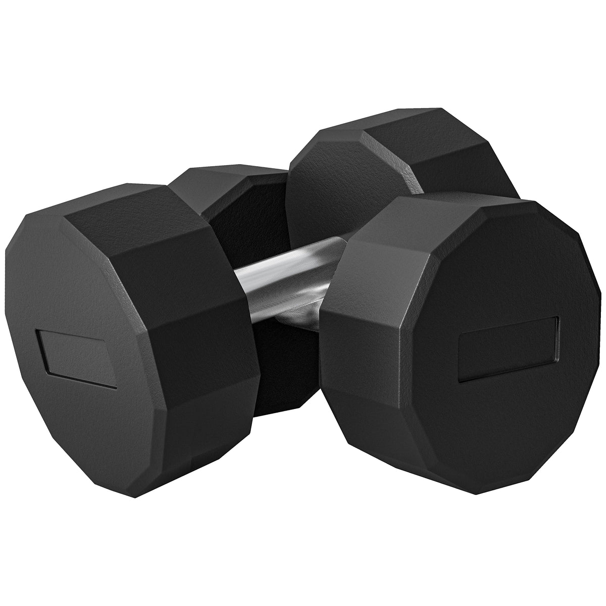 SPORTNOW Set 2 Hanteln mit 12 Seiten zu je 15 kg aus Metall und Gummi mit rutschfestem Griff, 26x15.5x15.5 cm, Schwarz