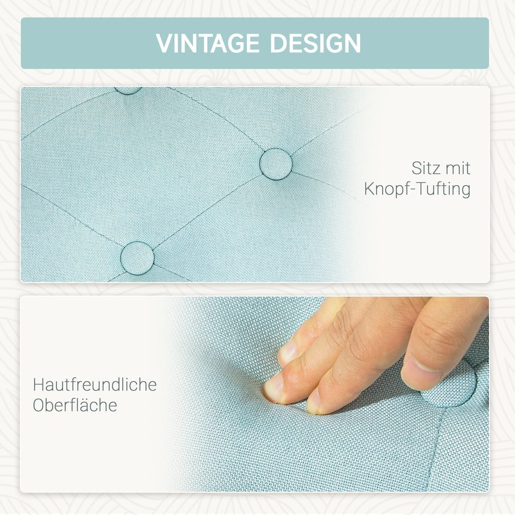 HOMCOM Sitzbank, Polsterbank mit Stauraum, leinenartiges Polyester, Kautschukholz, 100 x 40 x 44 cm, Grün