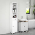 HOMCOM Badezimmerschrank mit 3 Regalen, 1 Schublade, robust, MDF, Weiß