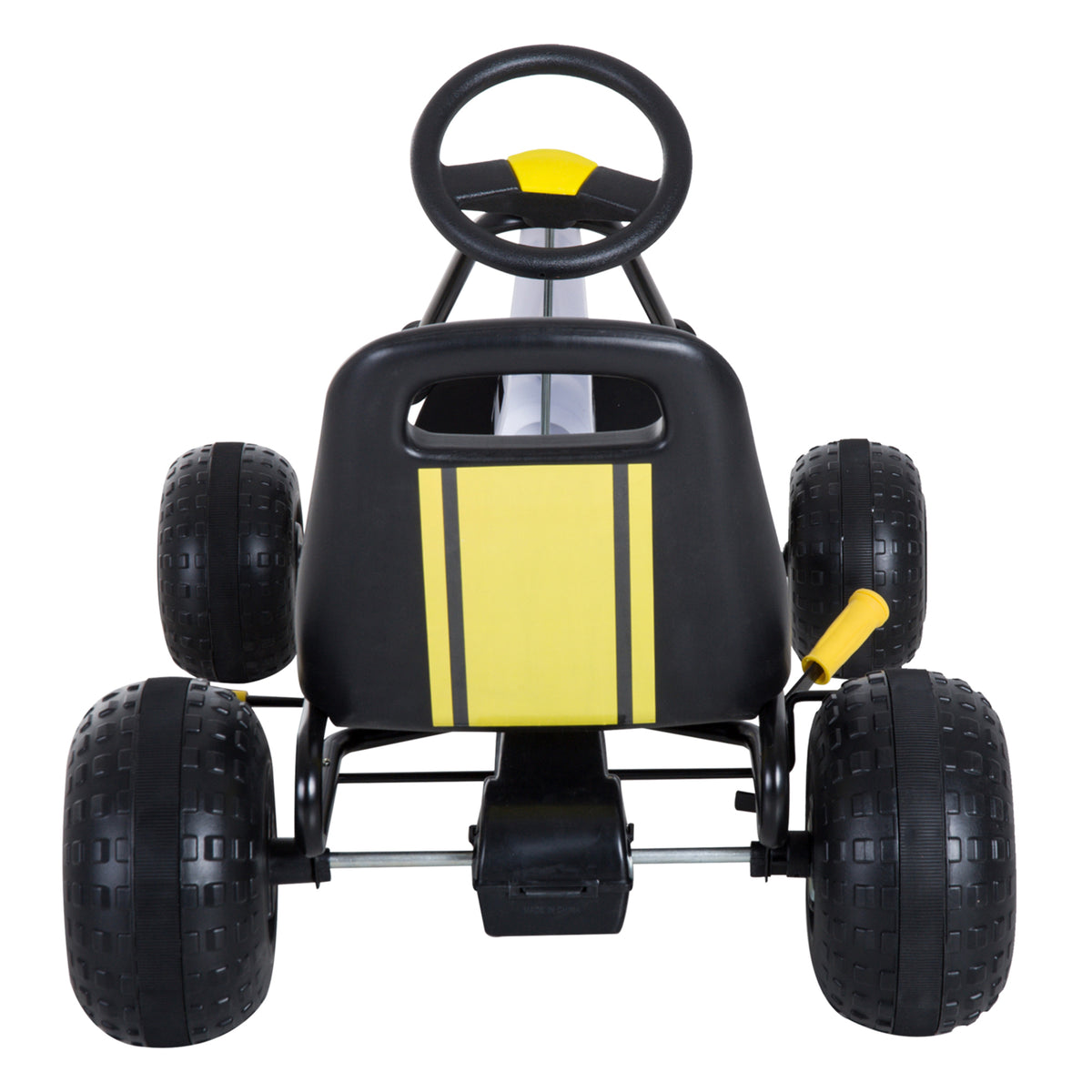 HOMCOM Gokart mit verstellbarem Sitz Tretauto Tretfahrzeug mit Handbremse Pedal Gokart Pedalfahrzeug ab 3 Jahre Kinder Schwarz 95 x 66,5 x 57 cm
