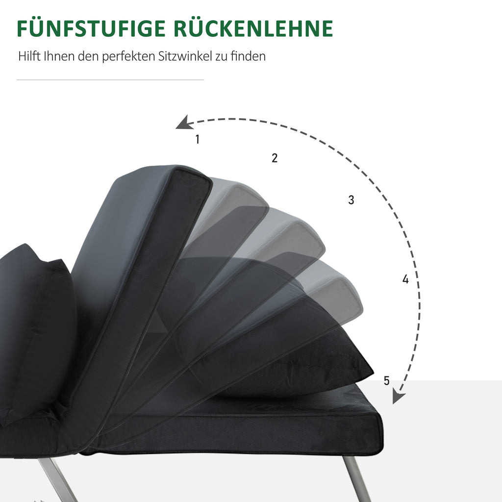 HOMCOM 3-in-1 Schlafsofa, Gästebett, Sessel inklusive Kissen, Schwarz